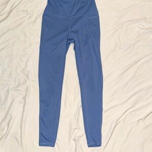 Blue High-Waisted Leggings with Pockets